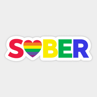 Sober Rainbow Heart Sticker